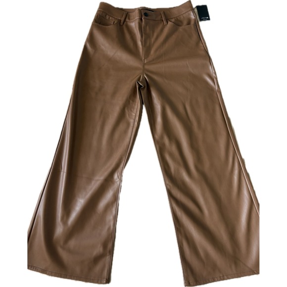 NWT JOE'S Jeans Women's Wide Leg Caramel Brown Faux Leather Pants Size 31 - Picture 1 of 13
